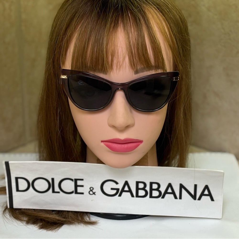 New Dolce & Gabbana DG4381 3268/87 Grey Cat-Eye Sunglasses with Gold Detail - Picture 7 of 13